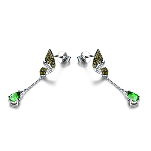 Boucles papillon chaîne argent et zirconium vert pour vos soirées - 2