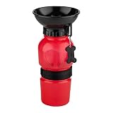 Highwave AutoDogMug Portable Dog Water Bottle, Squeeze Water Bottle with Built-in Travel Bowl for Dogs, Leak-Resistant BPA-Free Dog Water Dispenser for Walking, Hiking & Travel 20 oz (Red)