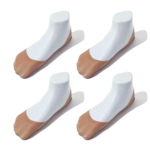 SHEEC Womens No Show Socks for Flats – Non-Slip Invisible Liner Socks for Heels, Flats, Ballet Shoes – Soft, Breathable, Lightweight Fit, Low-Cut Tan-Small 4 Pairs N.V