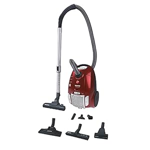 Hoover TELIOS TE70 TE75011 Stofzuiger met zak, parketborstel, dierenhaar, vloeren en tapijten, EPA-filter, vermogen 700W, stil 66 dBa, rood