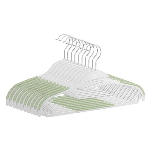 MOSMEE ハンガー 衣類ハンガー 30/50/10本組 多機能収納 hanger 超薄型 すべらない 物干しハンガー 頑丈なハンガー 360度回転フック 衣類変形にくい 耐荷重 乾湿両用ハンガー 襟が伸びない かたくずれ防止 多機能 おしゃれ (グリー