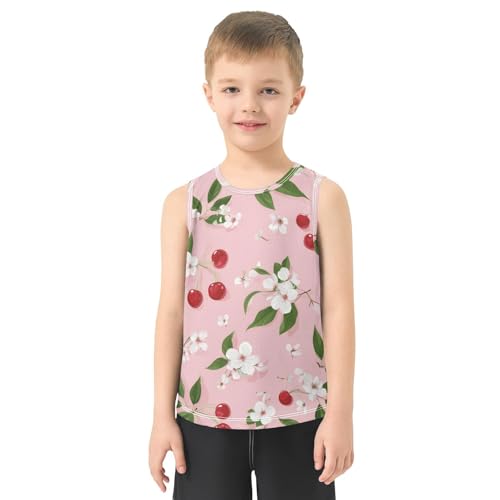 susiyo Cherry Fruits Flowers Boys Sleeveless Tank Top Girls Athletic T Shirt2