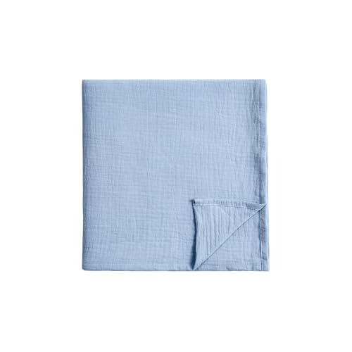 Image of Meracorallo Muslin Swaddle Blanket, 100% Cotton Receiving Blanket Soft and Breathable Swaddle Wrap for Baby Boys and Girls, Placid Blue
