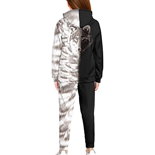 Xhuibop Wolf Boys 2 Piece Sweatsuits Hoodie and Jogger Pants for Kids Tracksuits for Girls Size 10-12 Long Sleeve Jogging Pants Matching Sets Sweatpants and Sweatshirt2