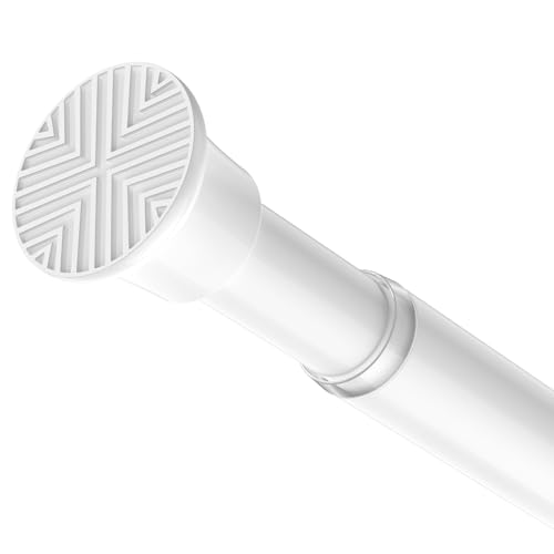 Image of Spring Tension Curtain Rod 32-62 inch, Adjustable Expandable Tension Curtain Rod No Drilling, Tension rods for Window Doorway Kitchen Curtain, White
