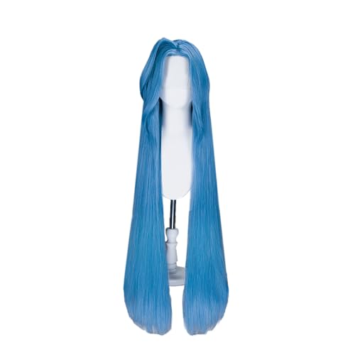 KIRA KIRA Jinxx Lace Front Wig 120cm Anime Arcanee Season 2 Jinxx Cosplay Wig Long Straight Blue Hair for Halloween Cosplay (Blue 120cm Long Straight Lace Front)