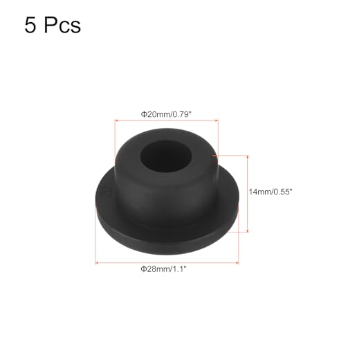 Image of uxcell High Temp Silicone Plug Mount Dia 20mm /0.79 inch t Shaped Rubber Stopper Hole Plugs for Powder Coating Plating Waterproof Plugs Sealing Plugs Black Pack of 5(OD 28mm)
