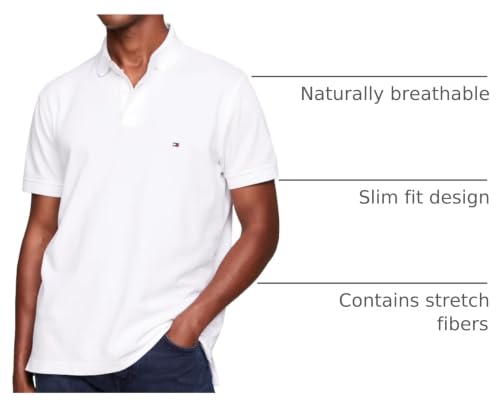 Image of Tommy Hilfiger Men's Short Sleeve Polo Shirts in Slim Fit with Stretch and Organic Pique Cotton