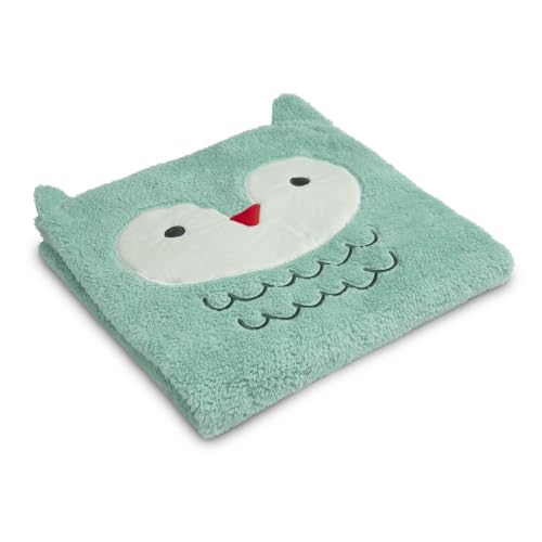 Image of Delta Children Personalized Sherpa Throw Blanket for Kids, Light Teal Owl