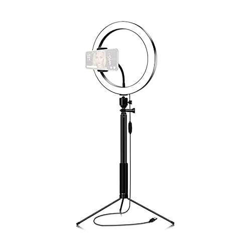 Anneau lumineux LED 10" avec trépied réglable et support téléphone
