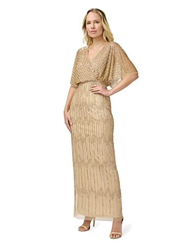 Adrianna Papell Women's Beaded Surplice Gown