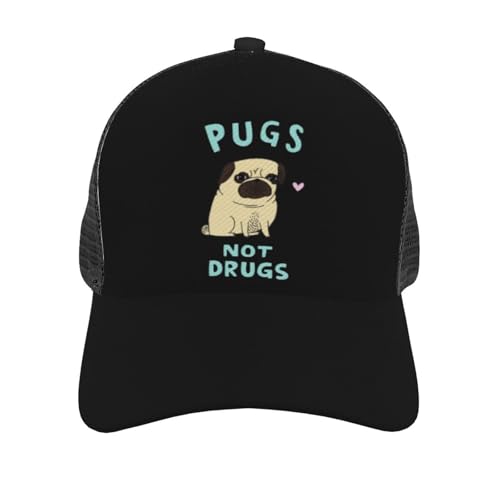 Pugs Not Drugs Mesh Baseball Cap - Classic Adjustable Peak Cap, Trucker Hat for Men & Women2