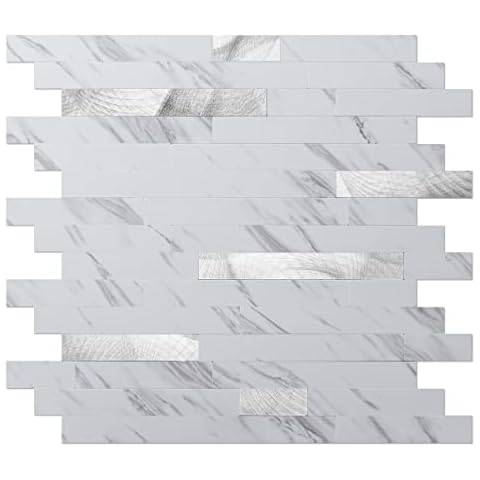 Art3d Peel and Stick Backsplash Tile in White Marble Tone Cover