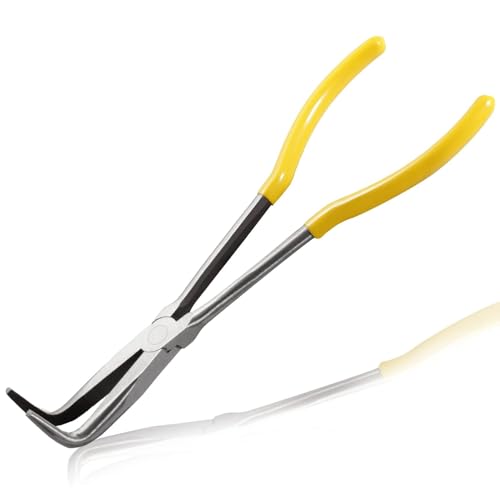 LEONTOOL 27,9 cm lange Spitzzange mit gezackten Backen, 90 Grad abgewinkelte Spitzzange für schwer erreichbare schmale Räume und begrenzte Freiraumbereiche LEONTOOL 27,9 cm lange Spitzzange mit gezackten Backen, 90 Grad abgewinkelte Spitzzange für schwer erreichbare schmale Räume und begrenzte Freiraumbereiche