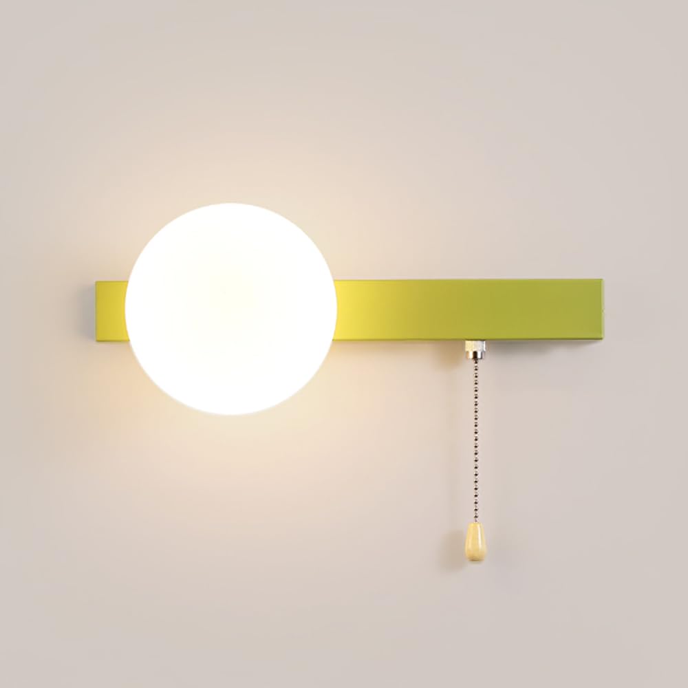 XANAYXWJ Lampada da parete per applique da parete, lampada da comodino nordica a globo con catena a trazione, apparecchio di illuminazione per decorazioni per la casa rosso/verde G9, applique creative