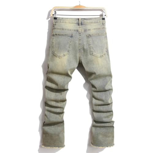 Men Streetwear Retro Style Ripped Spliced Slim Jeans Trousers Hip Hop Denim Pants for Male2