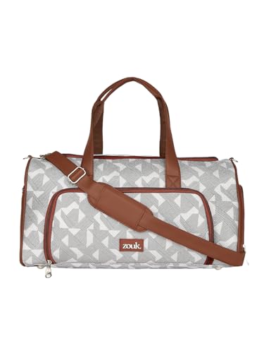 Image of Zouk Weekender Duffle Bag | Perfect 3 Day Trip Duffle for 10 Clothes | Lightweight Foldable Cabin Bag for Men & Women | Full Access Opening, Shoe Pocket & Trolley Sleeve | AravalliAbstract