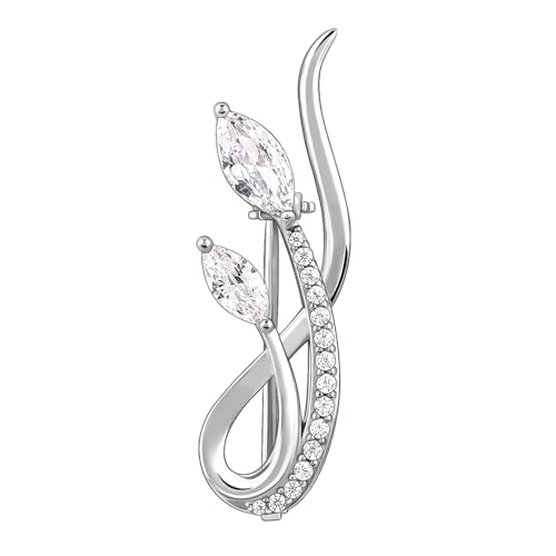 Image of GIVA 925 Silver Curvy Leaf Brooch For Him| Gifts for Men and Boys| With Certificate of Authenticity and 925 Stamp | 6 Months Warranty