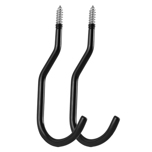 Maclean Pack de 2 Ganchos de Techo Soporte para Bicicletas, Escaleras, Neumáticos o Mangueras | Carga hasta 10 kg/Gancho | Acero Recubrimiento de Caucho | Soporte Estable para Garaje, Sótano y Taller