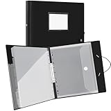 Uquelic Dokumentenmappe A4 zum Abheften, Schmaler Ringordner A4 mit 6 transparenten Einschubtaschen und 1 Dokumententasche mit Klettverschluss, Ordner Organizer für Schule, Büro und Homeoffice