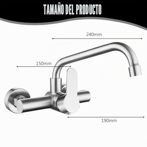 Grifo mezclador de pared para renovar el fregadero o baño con estilo mate 3