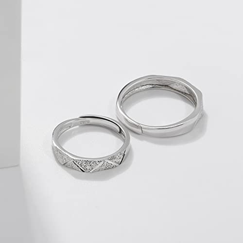 Meissa Anillo de Pareja en Plata de Ley Anillos de Pareja Personalizados y Ajustables para Hombre y Mujer Anillo de Compromiso para Aniversarios, Juego de dos - imagen 4