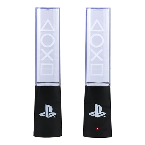 PlayStation Flüssigkeits-Tanzlichter - Offiziell lizenziert, zwei schallreaktive Springbrunnen, Stimmungsbeleuchtung für Gaming-Raum oder Schreibtischzubehör, Geschenk für Gamer, betrieben mit USB