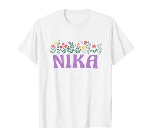 Wildflower Floral NIKA Nombre Día de la Madre Mujeres Camiseta