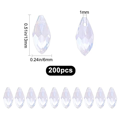 Beebeecraft About 200Pcs Glass Crystal Beads Teardrop 6x13mm AB Color Rainbow Faceted Glass Beads for Suncatcher DIY Beading Projects Jewelry Making Earrings Necklaces Bracelets - Image 2