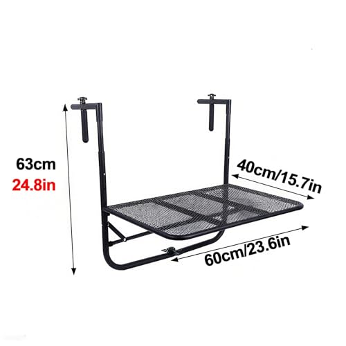 Table de balcon suspendue rabattable avec fixation réglable