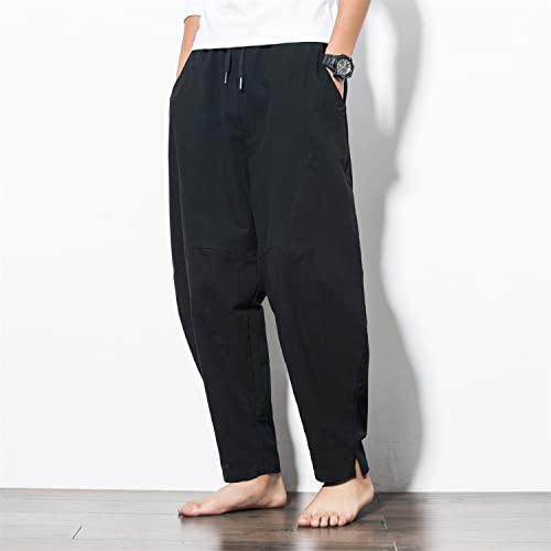 Seidarise Men's Wide Leg Pants Straight Baggy Wide Leg Stretch Elastic Waist Drawstring Relaxed Fit Trousers Pant2