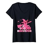 Photo Gallery donna pink halloween witches survivor quote pride support maglietta con collo a v Photo Gallery donna pink halloween witches survivor quote pride support maglietta con collo a v