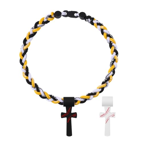 Collier de baseball multicolore croix en silicone tressé Oidea