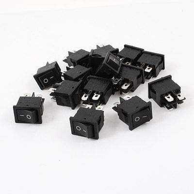15 Pcs 4 Pin DPST ON Off Rocker Switch AC 250V 6A 125V 10A | 15pcs DPST 4-pin ON/OFF rocker switches, 250V 6A/125V 10A, black, 31x22mm.