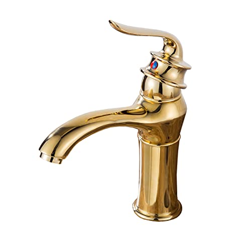 Robinet de salle de bain en laiton antique or mitigeur monotrou