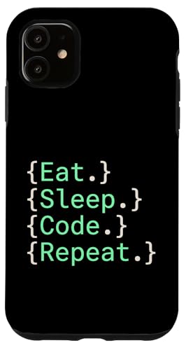 Eat Sleep Code Repeat �\�t�g�E�F�A�J���� �X�}�z�P�[�X iPhone 11 �p