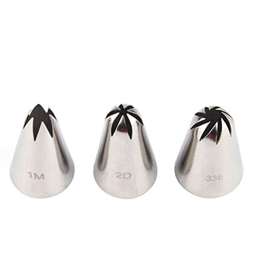 Juego de 3 boquillas para decoración de repostería, pastelería, pastelería, decoración para el hogar (color: acero inoxidable)
