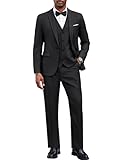 COOFANDY Men's 3 Pieces Suit Classic Solid One Button Single Breasted Slim Fit Blazer Jacket Vest Pants Set for Wedding Business Dark Grey