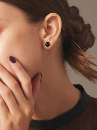 Moissanite/Emerald/Saphhire/Ruby Stud Earrings, Solid 925 Sterling Silver Hypoallergenic, Using CNC Technology, 4mm/5mm/6.5mm/8mm Round Studs, Pretty Everyday Post Earrings3