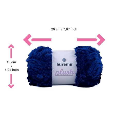 Image of Plush Faux Fur Bulky Yarn, Super Soft Fluffy Fuzzy for Knitting Crocheting Crafting, 100 Gram (3.53 Ounces) 109 Yards (100 Meters) (Navy Blue) (3 Skeins)