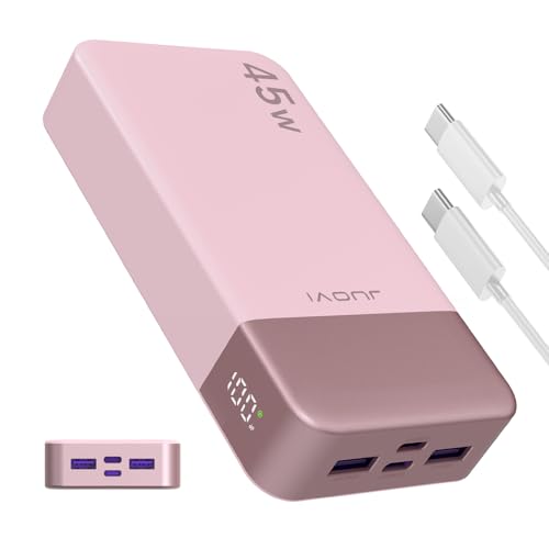 JUOVI Batterie Externe Charge Rapide, Batterie Externe 45w, Power Bank 20000mah, USB C Charger, PD et QC Charge 4-Ports, avec Affichage LED pour Samsung iPhone...