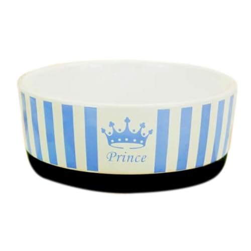 【ペット用 陶器製 食器】TOUボウル 王冠 直径14cm 3カラー|ペット用品 水飲み 給水機 餌食器 フードボウル おしゃれ エサ皿 餌皿 おさら サラ 犬用 猫用 水分補給 オウカン おうかん クラウン (ブルー)