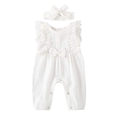 Gurcooc Baby Mädchen Strampler - Blumen Rüschen Bodysuit Mit Schleife Für Sommer