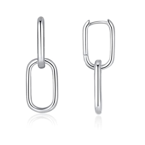 Fcebsty Ohrringe Silber hängend für Mädchen, Doppelter Kreis Modeschmuck...