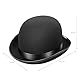 WELLGRO 2x Hut Melone schwarz für Erwachsene, Bowler mit Satinband, 30,5 x 24 x 13 cm (LxBxH)