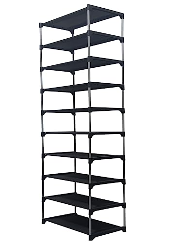 Image of Multi Utility 9 Layer Shelf Collapsible Metal Pipes with Non-Woven 100GSM Fabric Cover for Shoe /Cloth /Toy /Books Rack (Maroon, Metal)