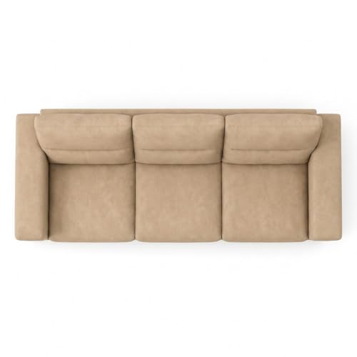 Image of FURNY Parker 3 Seater Fabric Sofa Set with Velvet Finish | Durable Comfort | Ideal for Living Room | Modern Design (Beige)