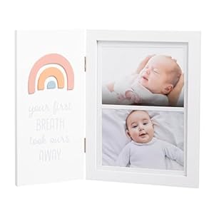 Rainbow Baby Photo Frame, Hinged Tabletop Picture Frame, Gender-Neutral Nursery Decor, Baby Gift, White
