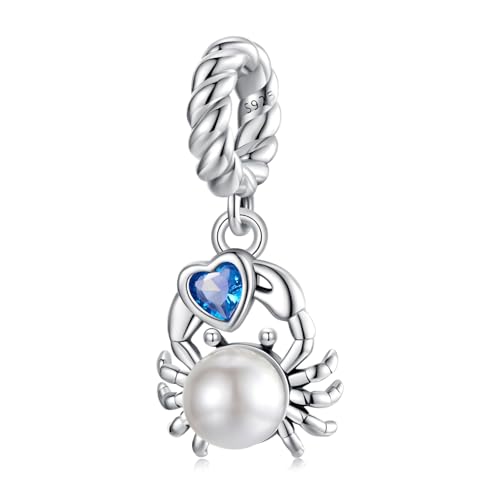 Plata de ley 925 cangrejo perlas colgantes colgantes colgantes para pulseras Pandora, Perla, Perla