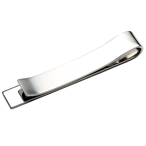 Zysta Free Engraving - Personalized Custom Mens High Polished Stainless Steel Tie Bar Pinch Clip For Regular Ties 2.12 Inch, Silver, Black, Gold + Gift Box #TOP1